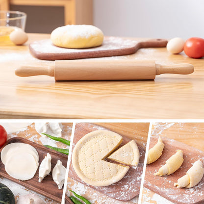 AISOSO Rolling Pin for Baking, 15.75" Wooden Dough Roller, Light Yellow