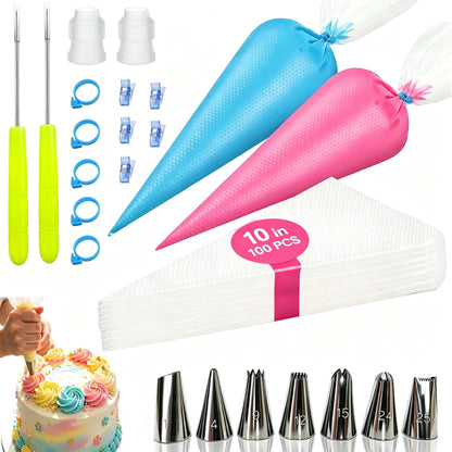 100 Pieces Piping Bags Disposable -14 inch Tipless Piping Bags | Pastry Bags | Icing Bags | Frosting Bags for Cake Cookies Baking Decorating (100, 14inch)