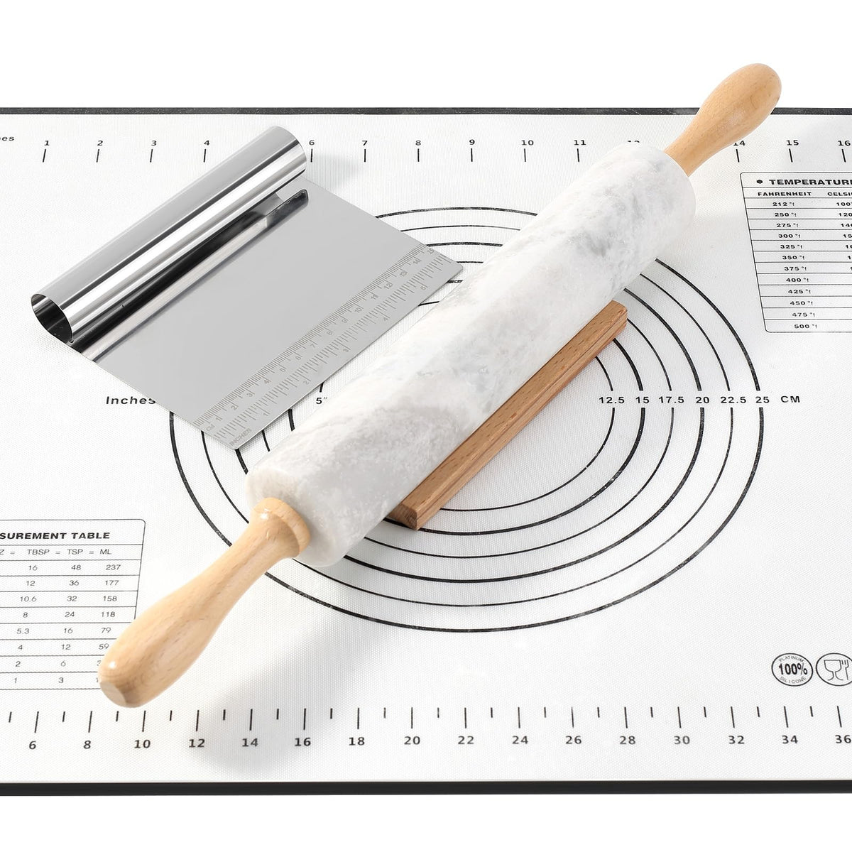 Koville Marble Rolling Pin, Non-Stick African Stone Polished Dough Roller, Pasta, Dumpling, Ravioli, Fondant, Pie Crust, Kitchen Baking Pastry Tools