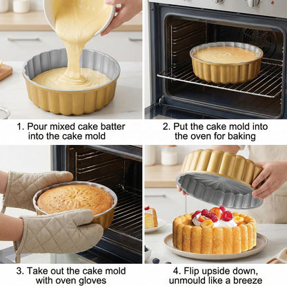Goaste 9.5 Inch Charlotte Cake Pan, Reusable Fluted Mold, Nonstick Aluminium With Flower Shape for Cheese, Chocolate, Strawberry Shortcake, Brownie Tart Pie