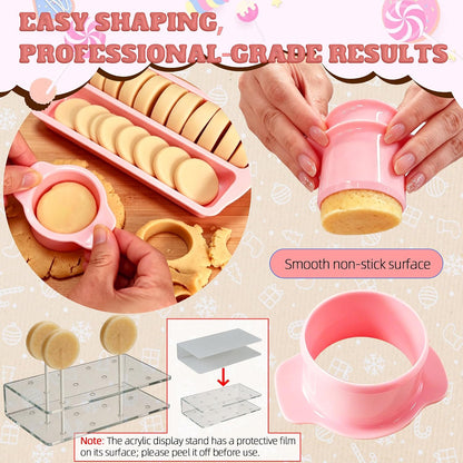 Cakesicle Cutter and Cake Pop Mold with Tray,Stand,Stick,Bag and Tie-Pink