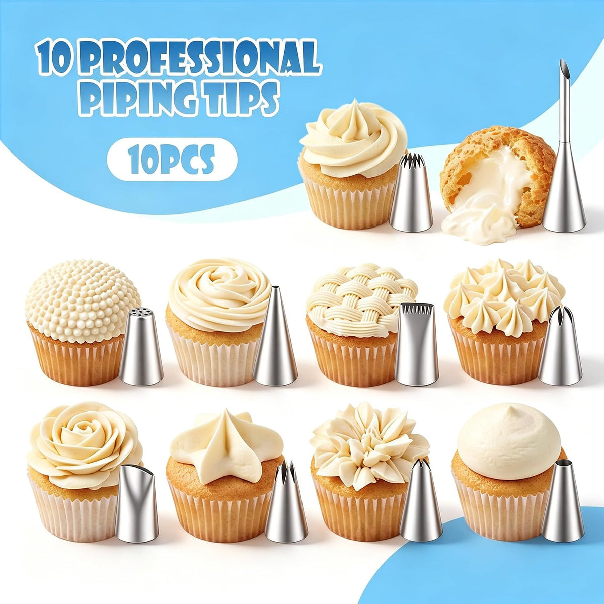20PCS Reusable Piping Bags and Tips Set, 2 Pack 16 Inch Cotton Pastry Bags