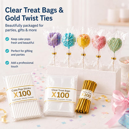 Cake Pop Mold Set,5 Shapes With Tray,100 Sticks Wrappers Ties