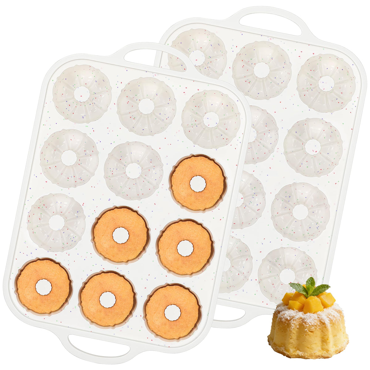 9.5 Inch Silicone Fluted Tube Cake Pan with Stainless Steel Frame