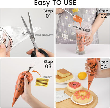 TOPULORS Disposable Piping Bags, 12"H 14" Full Size, 100PCS Pastry Bags