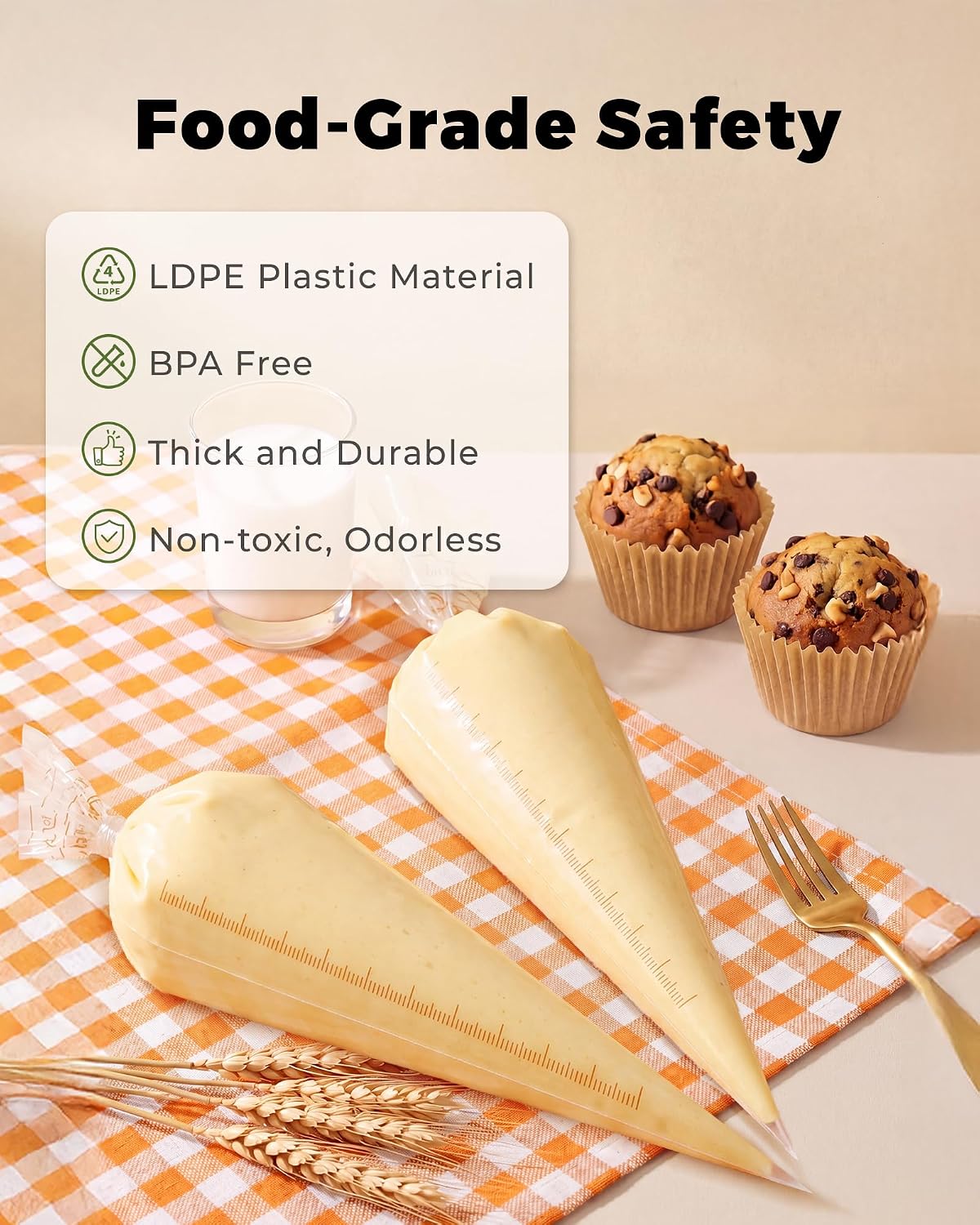 Bake Choice 18 Inch Piping Bags, 100PCS Thickened Disposable Pastry Bags