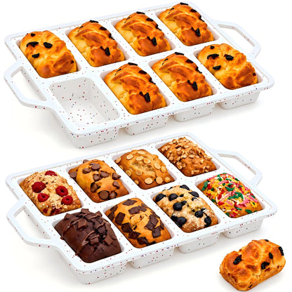 Vinino 2 Pack 8-Cavity Mini Silicone Loaf Pans with Metal-Reinforced Frame