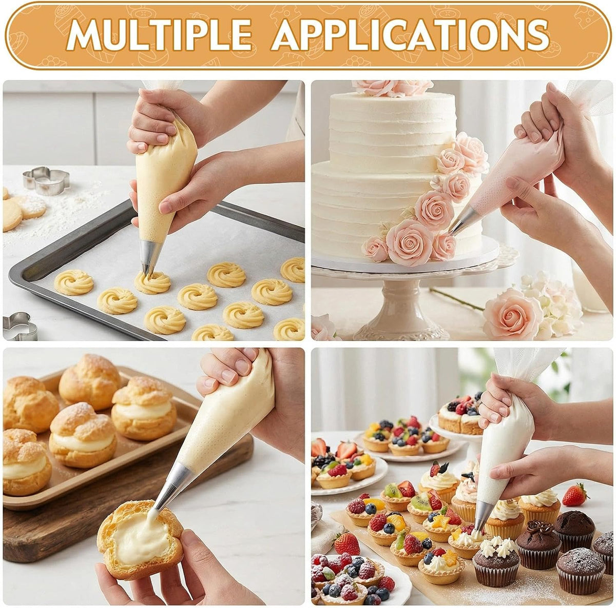 ilauke 13 Inch Disposable Piping Bags, 200 Pcs for Cake Baking Decorating