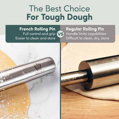 Ultra Cuisine French Rolling Pin for Baking –15.75-inch Large Roller Pin