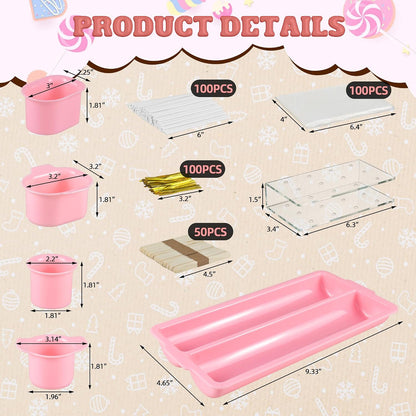 Cakesicle Cutter and Cake Pop Mold with Tray,Stand,Stick,Bag and Tie-Pink