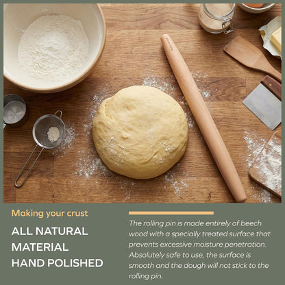 muso wood Wooden Rolling Pin for Baking, Beech Wood Tapered Rolling Pin