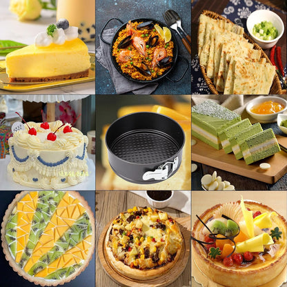 Springform Pan, Nonstick Cake Pan, Round cheesecake pan with leak-proof non-stick bottom removable bakeware.3 pieces 3 sizes, 7" 8" 9" for Cakes, Cheesecakes, Pizzas and Quiches.