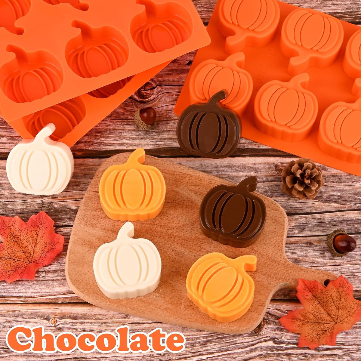 HUAKENER 3 Pack Pumpkin Cake Molds, 3D Pumpkin Silicone Molds