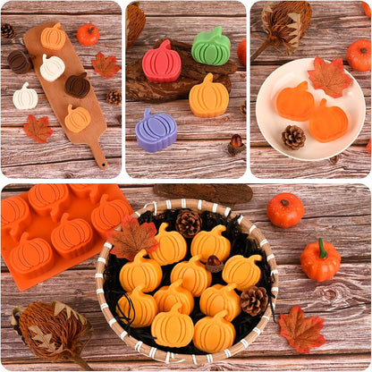 HUAKENER 3 Pack Pumpkin Cake Molds, 3D Pumpkin Silicone Molds